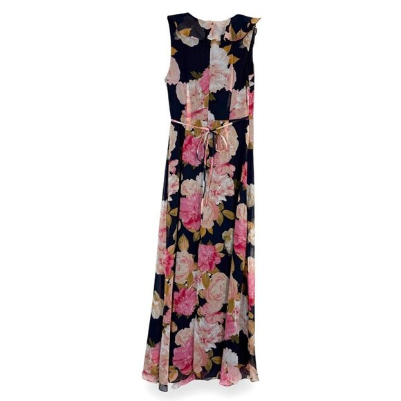 Karl Lagerfeld Paris Maxi Dress Blue Floral Print Spring Chiffon 2 - Picture 5 of 13